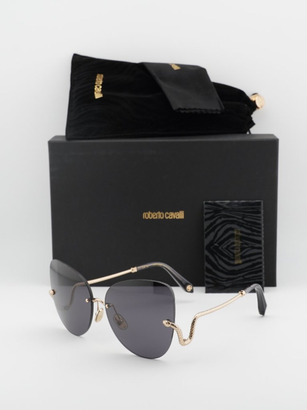 Roberto Cavalli SRC062 0300 Butterfly Sunglasses - Gold / Grey
